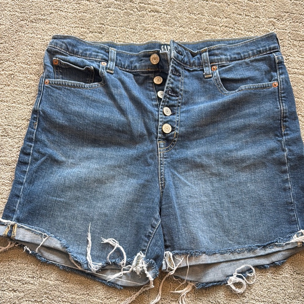GAP Blue Jean Shorts with Distressed Hem